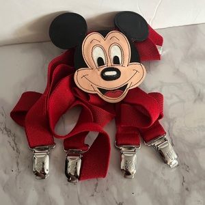Leather Mickey Mouse Suspenders Braces Walt Disney Company Adjustable Straps